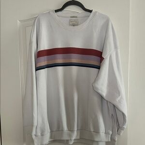 American Eagle Outfitters White Crewneck with Multicolor Stripes